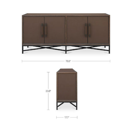 Brown Shagreen-Look 4-Door Sideboard | Novi Living Mako