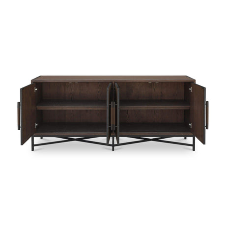 Brown Shagreen-Look 4-Door Sideboard | Novi Living Mako