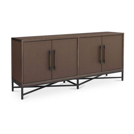 Brown Shagreen-Look 4-Door Sideboard | Novi Living Mako