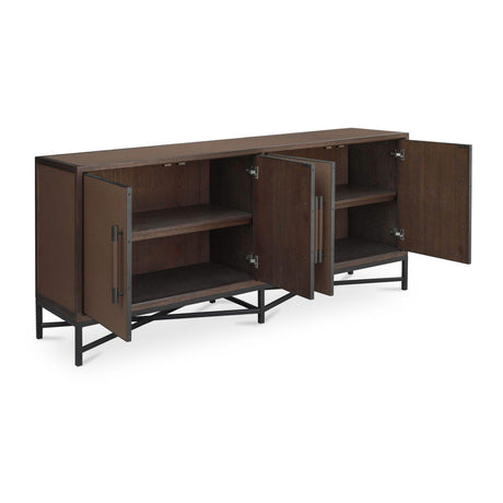 Brown Shagreen-Look 4-Door Sideboard | Novi Living Mako