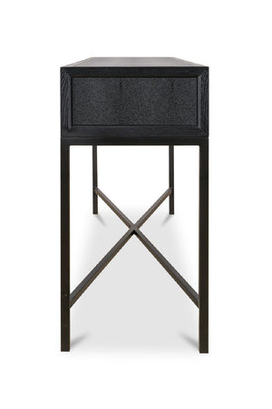 Modern European furniture - Black Vegan Leather Console Table - www.oroa.com