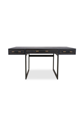 Modern European furniture - Black Vegan Leather 3-Drawer Desk - www.oroa.com