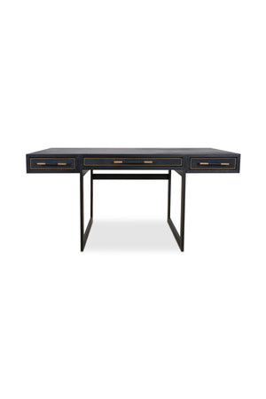 Modern European furniture - Black Vegan Leather 3-Drawer Desk - www.oroa.com