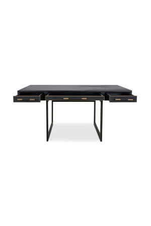 Modern European furniture - Black Vegan Leather 3-Drawer Desk - www.oroa.com