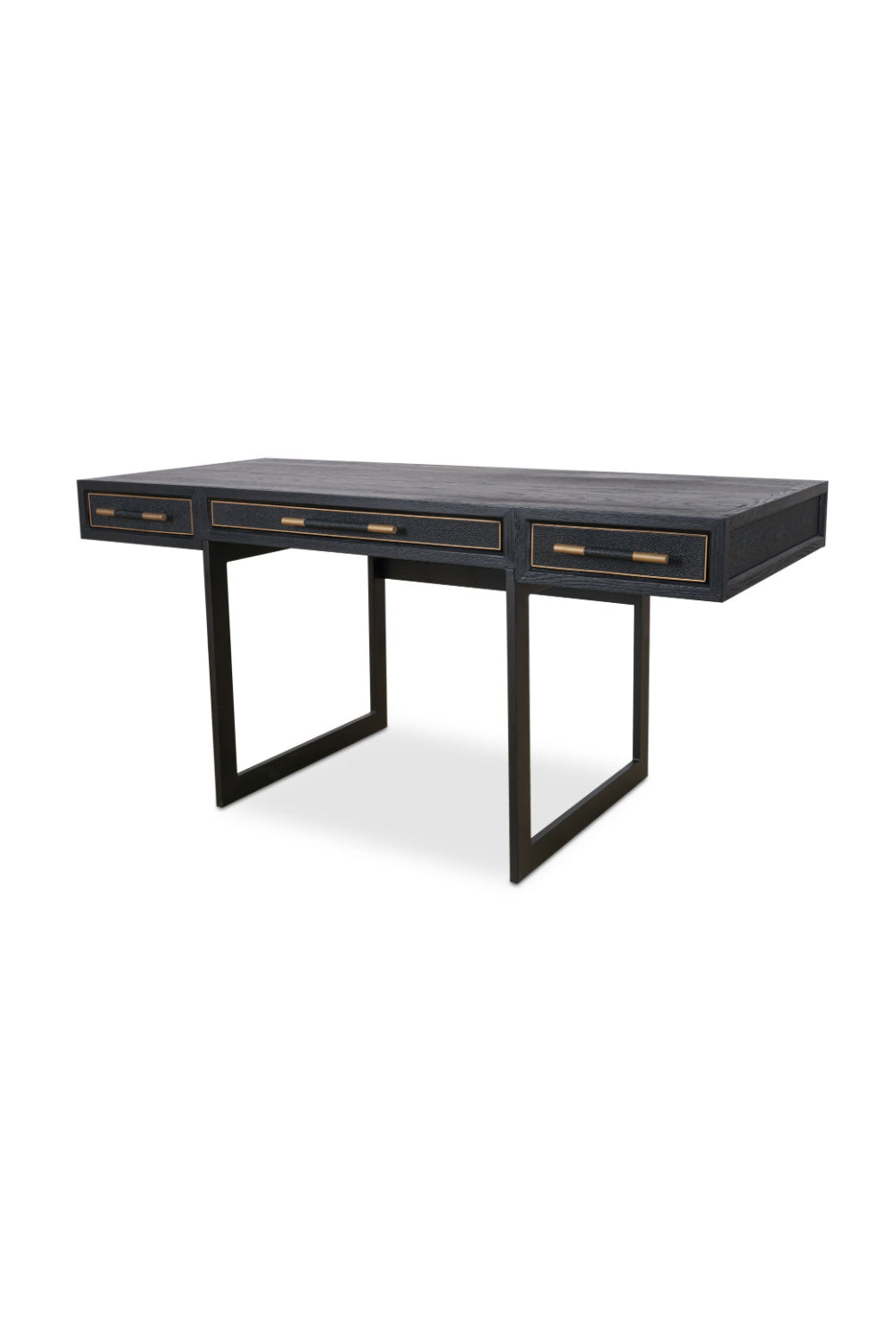 Modern European furniture - Black Vegan Leather 3-Drawer Desk - www.oroa.com