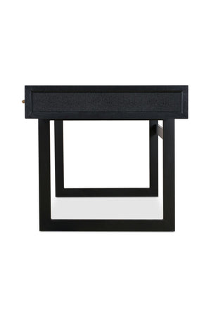 Modern European furniture - Black Vegan Leather 3-Drawer Desk - www.oroa.com