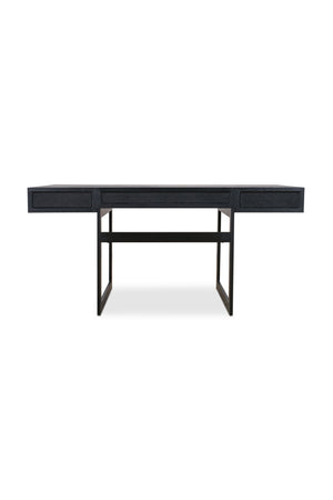 Modern European furniture - Black Vegan Leather 3-Drawer Desk - www.oroa.com