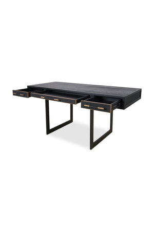 Modern European furniture - Black Vegan Leather 3-Drawer Desk - www.oroa.com