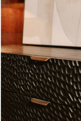 Modern European furniture - Black Relief Carved Sideboard - www.oroa.com