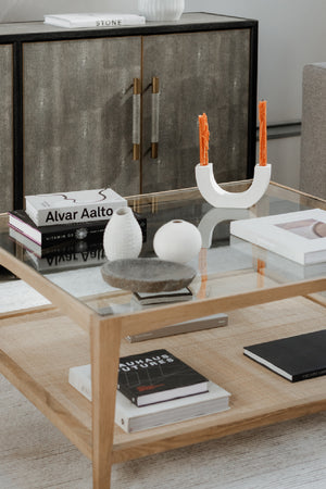 Modern European furniture - Glass & Cane Coffee Table - www.oroa.com