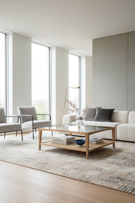 Glass & Cane Coffee Table | Novi Living Harrington | Oroa.com