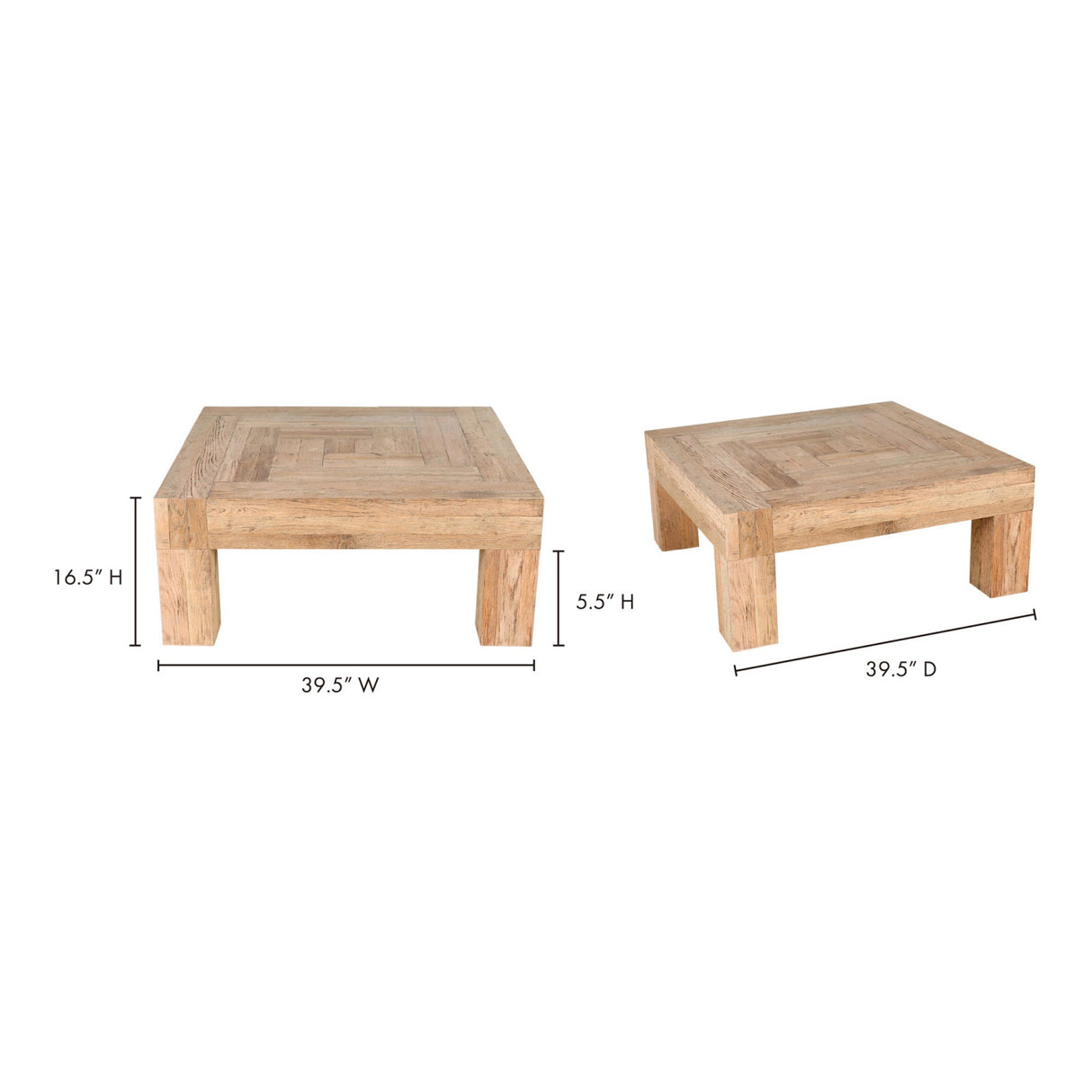 Solid Oak Square Coffee Table | Novi Living Evander