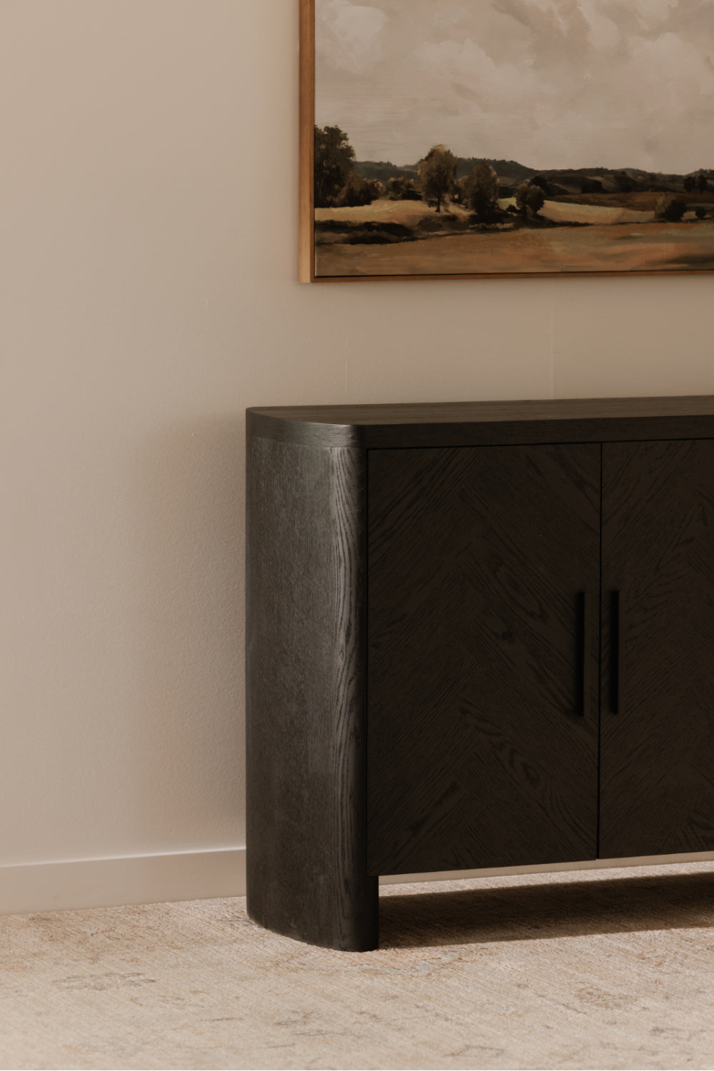 Modern European furniture - Black Herringbone Patterned Sideboard - www.oroa.com