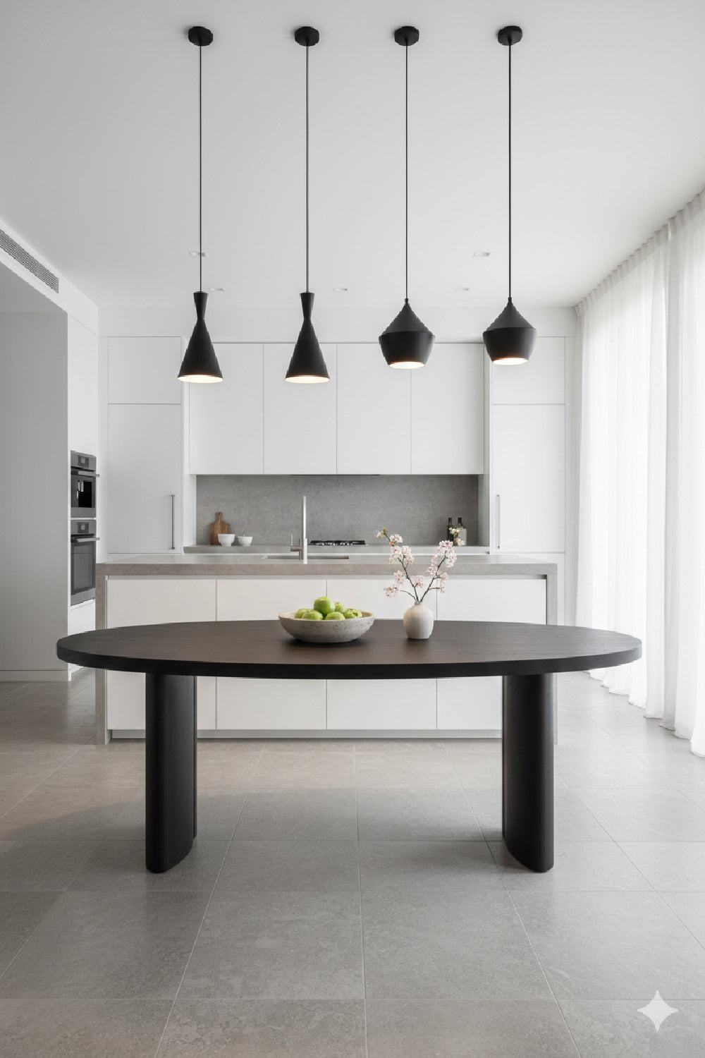 Black Herringbone Patterned Dining Table | Novi Living William