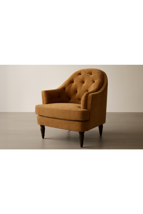 Modern European furniture -Tufted-Back Curved Accent Chair - www.oroa.com