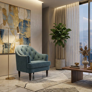   Modern European furniture -Tufted-Back Curved Accent Chair - www.oroa.com | Oroa.com