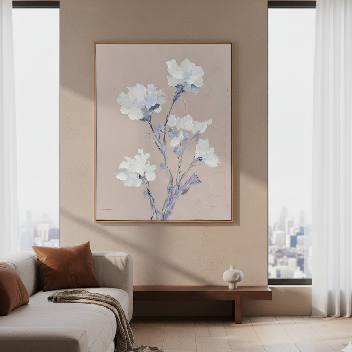 Modern European furniture - White Floral Framed Painting - www.oroa.com