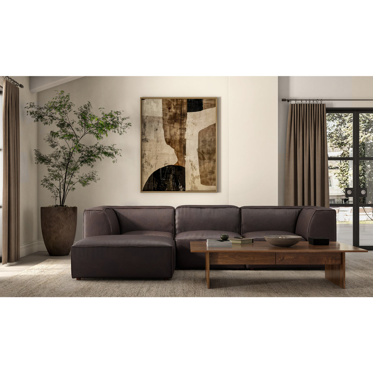 Modern European furniture - Brown Leather Corner Chair - www.oroa.com