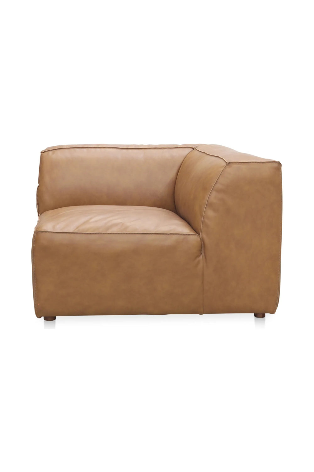 Modern European furniture - Tan Leather Corner Chair - www.oroa.com