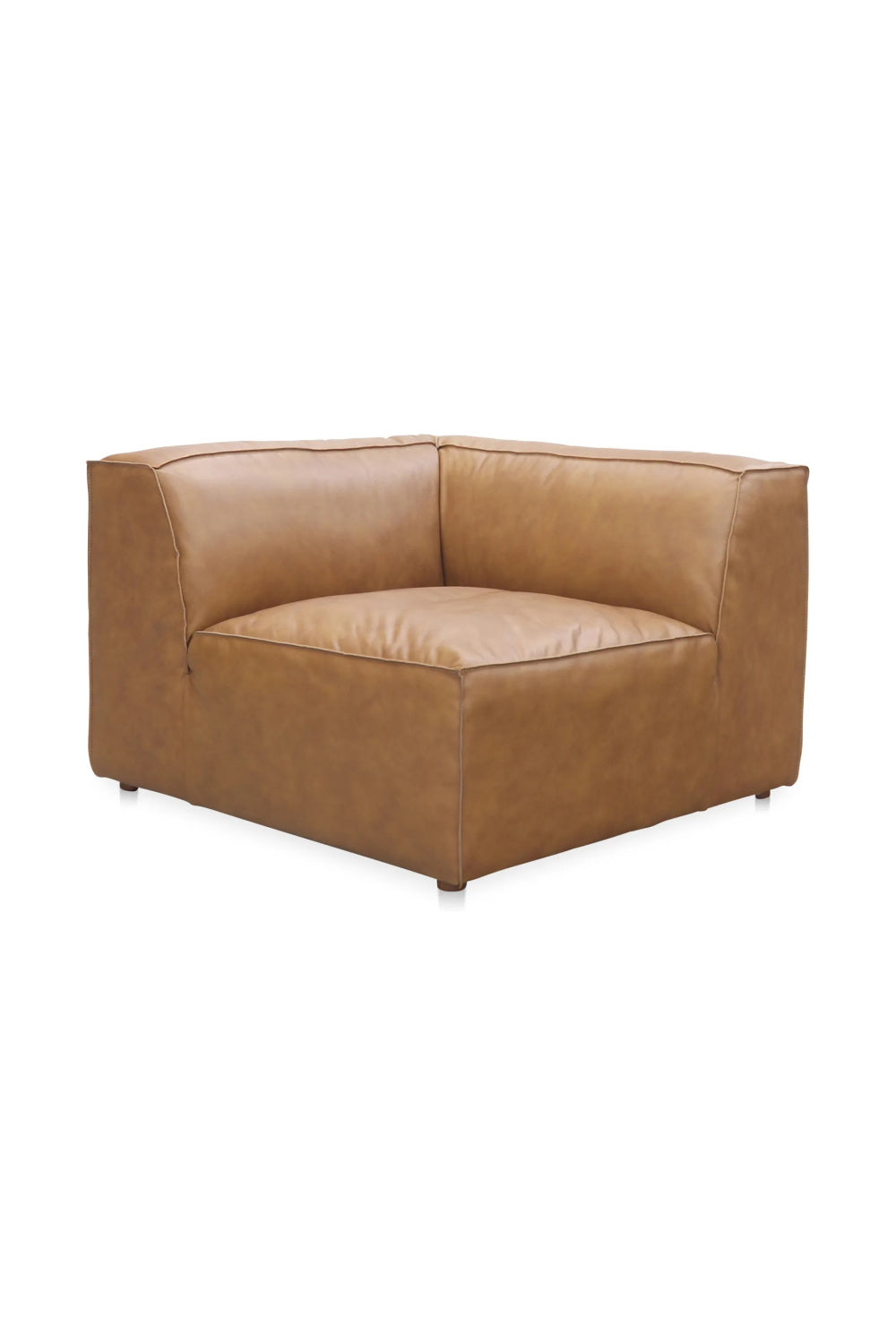 Modern European furniture - Tan Leather Corner Chair - www.oroa.com