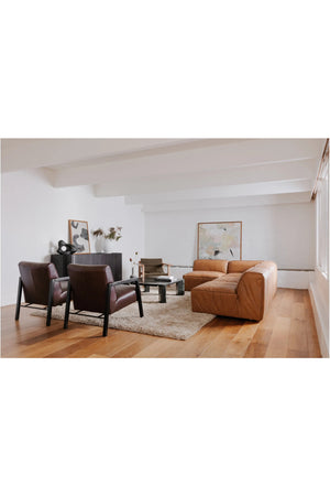 Modern European furniture - Tan Leather Corner Chair - www.oroa.com