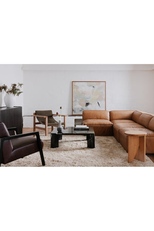 Modern European furniture - Tan Leather Corner Chair - www.oroa.com