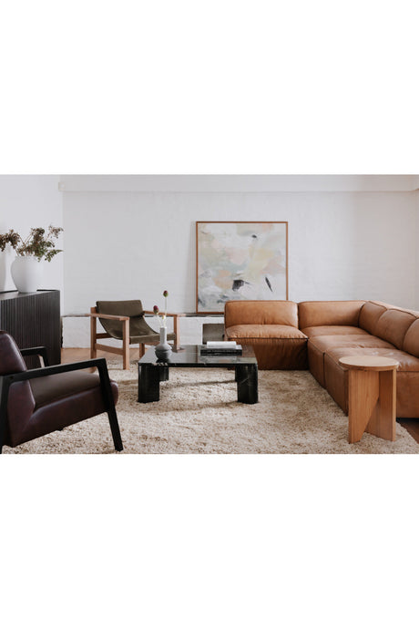 Modern European furniture - Tan Leather Corner Chair - www.oroa.com