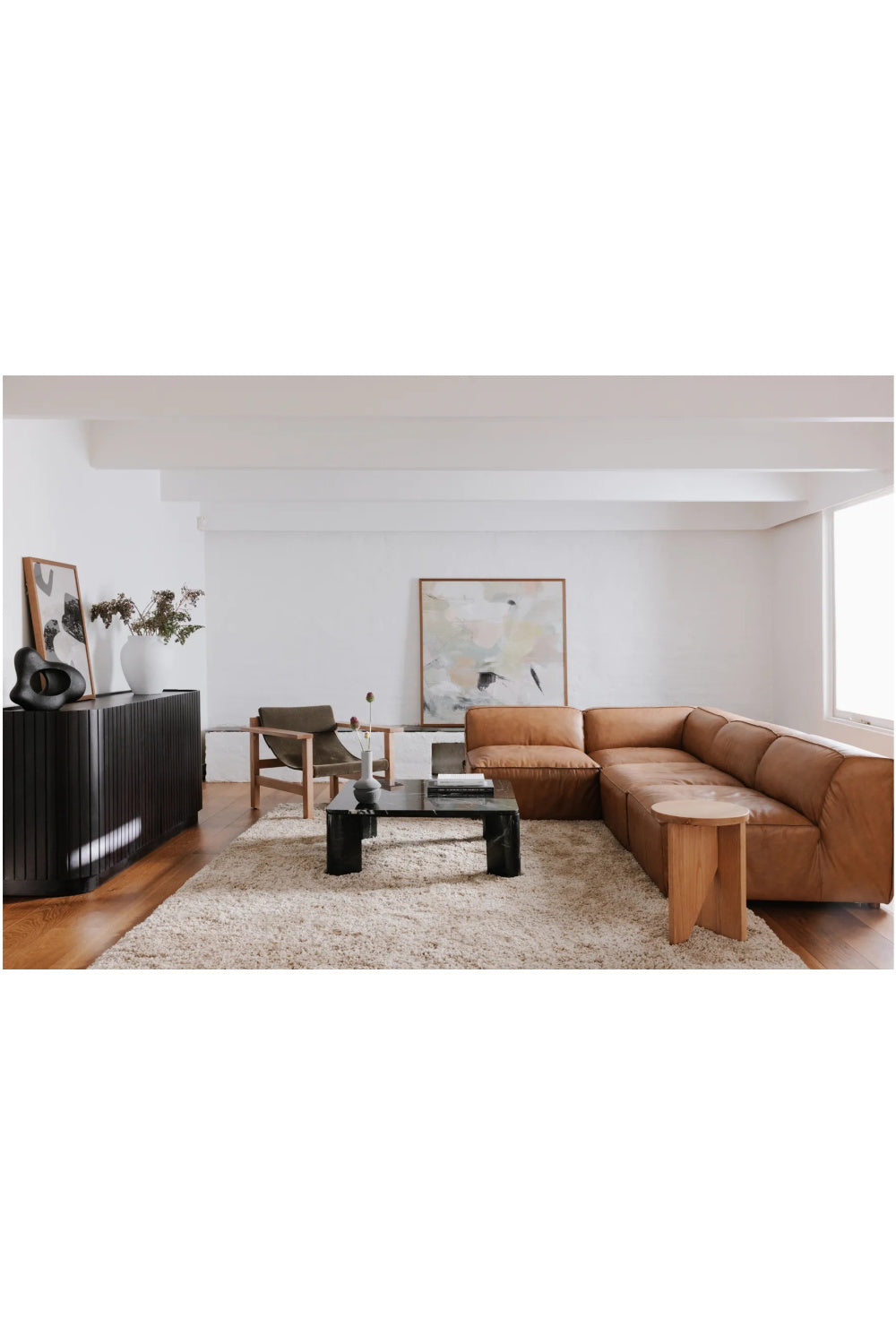 Modern European furniture - Tan Leather Slipper Chair - www.oroa.com