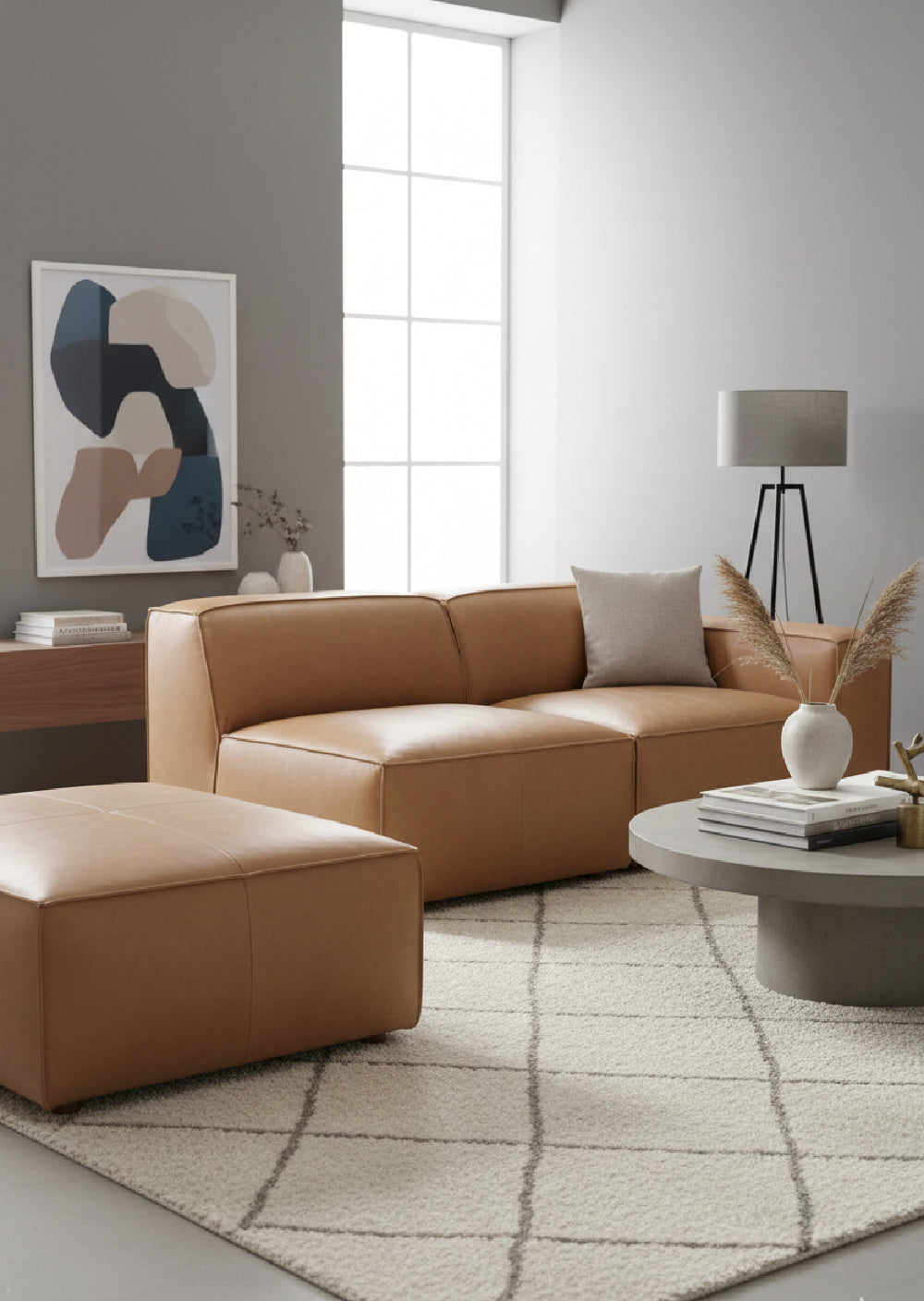 Modern European furniture - Tan Leather Slipper Chair - www.oroa.com
