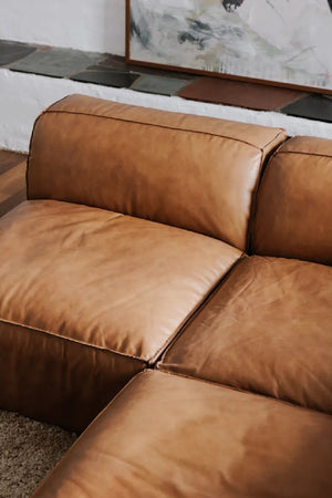 Modern European furniture - Tan Leather Slipper Chair - www.oroa.com