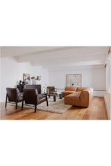 Modern European furniture - Tan Leather Square Ottoman - www.oroa.com
