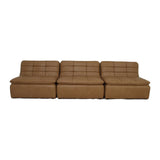 Modern or European furniture - Tan Leather Channeled Modular Sofa - www.oroa.com