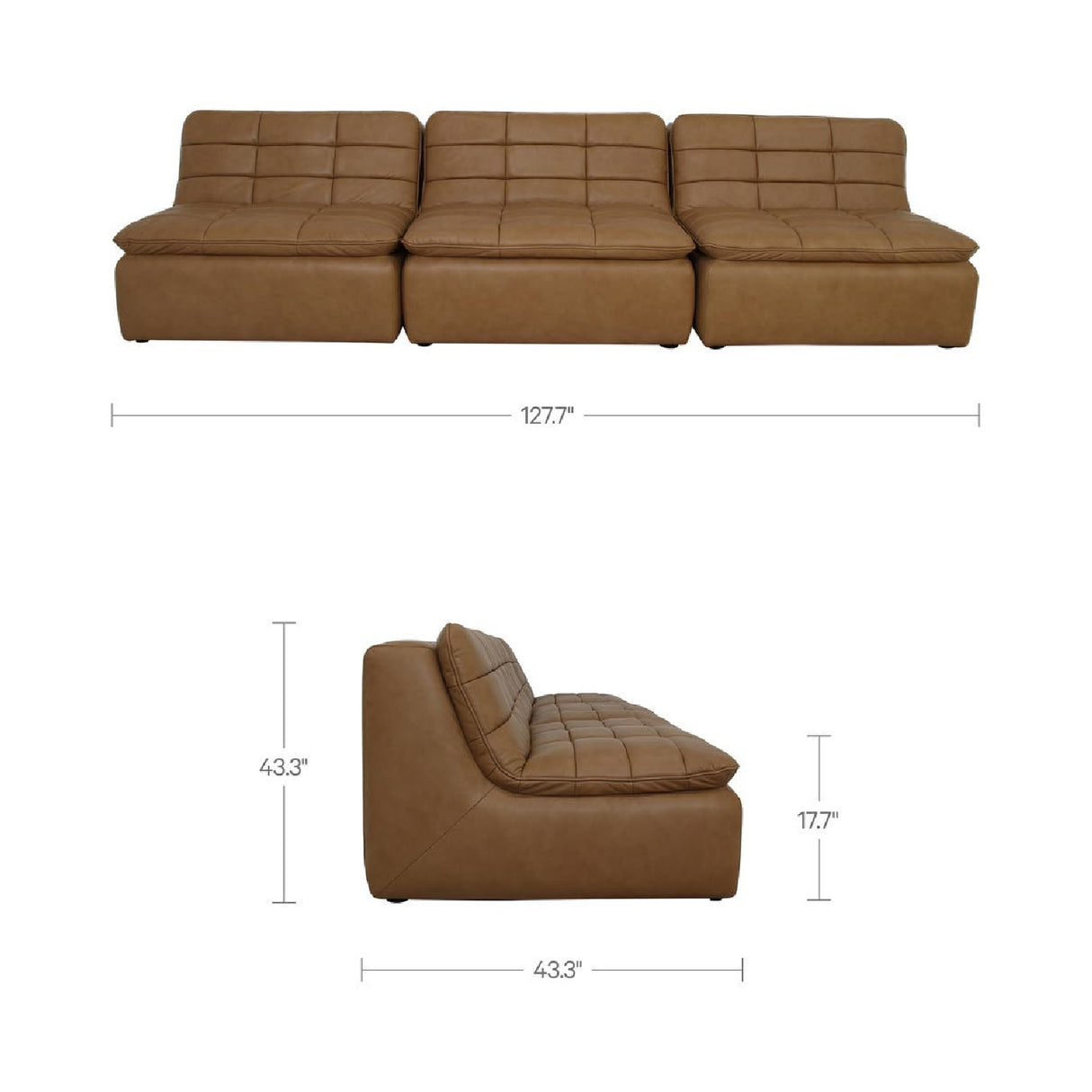 Modern or European furniture - Tan Leather Channeled Modular Sofa - www.oroa.com