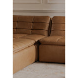 Modern or European furniture - Tan Leather Channeled Modular Sofa - www.oroa.com