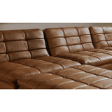 Modern or European furniture - Tan Leather Channeled Modular Sofa - www.oroa.com