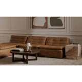 Modern or European furniture - Tan Leather Channeled Modular Sofa - www.oroa.com