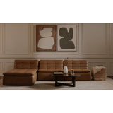 Modern or European furniture - Tan Leather Channeled Modular Sofa - www.oroa.com