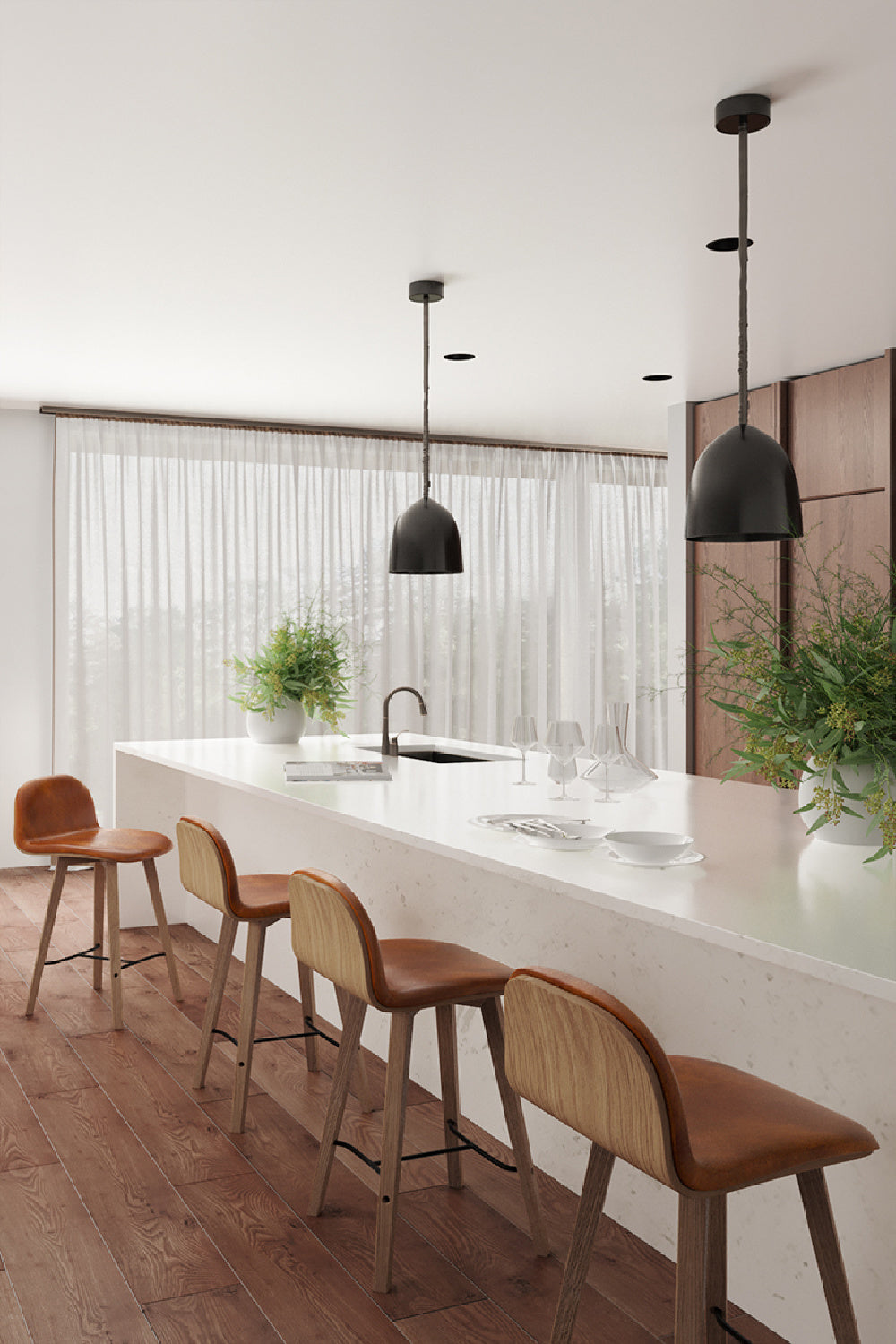 Modern European furniture - Tan Leather Counter Stool - www.oroa.com