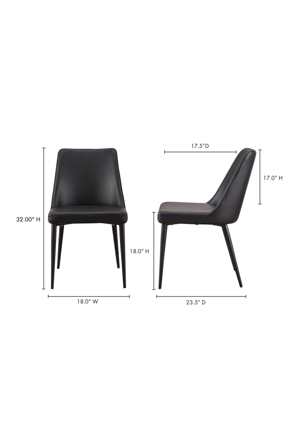 Modern European furniture - Black Vegan Leather Dining Chairs (2) - www.oroa.com