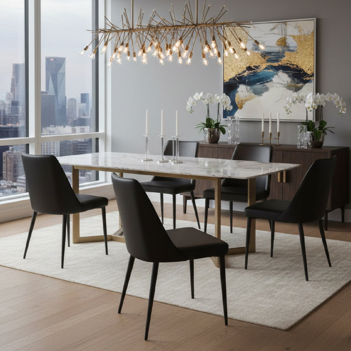 Modern European furniture - Black Vegan Leather Dining Chairs (2) - www.oroa.com