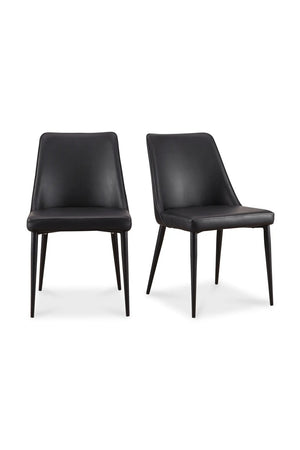 Modern European furniture - Black Vegan Leather Dining Chairs (2) - www.oroa.com