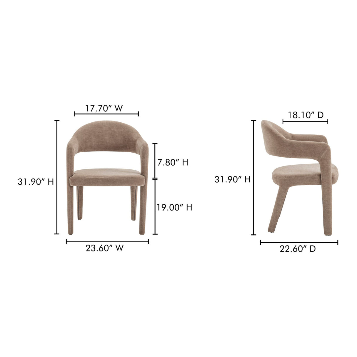 Upholstered Open-Back Dining Chair | Novi Living Martens | Oroa.com