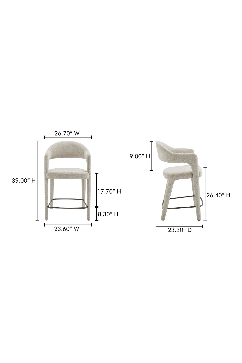 Open Barrel-Back Counter Stool | Novi Living Martens | Oroa.com