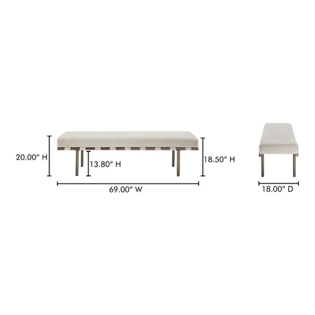 Modern European furniture - Beige Upholstered Dining Bench - www.oroa.com