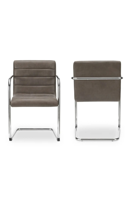 Cantilevered Brown Leather Dining Chairs (2) | Novi Living Pedro | Oroa.com
