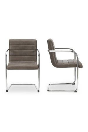 Cantilevered Brown Leather Dining Chairs (2) | Novi Living Pedro | Oroa.com