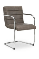 Modern European furniture - Cantilevered Brown Leather Dining Chairs (2) - www.oroa.com