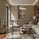 Modern European furniture - Brown Fabric Counter Stool - www.oroa.com