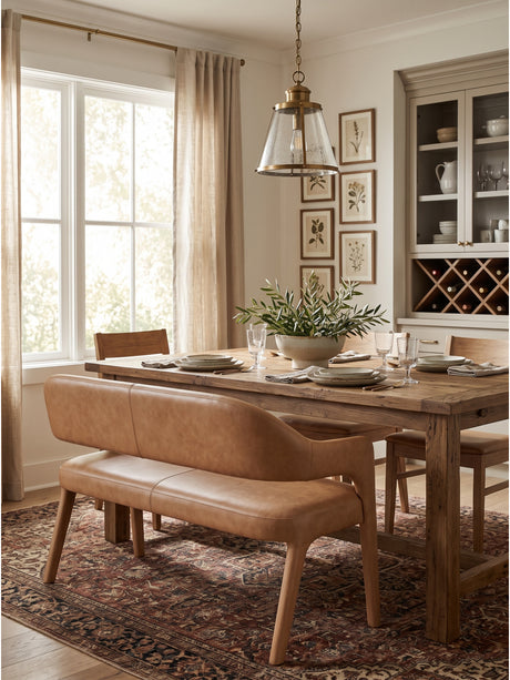 Leather Open-Back Dining Bench | Novi Living Martens