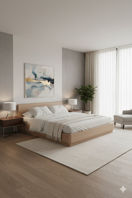 Light Oak Scandinavian Bed | Novi Living Round Off